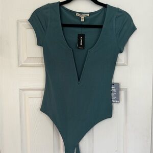 Express Green Fitted Cut Out Bodysuit